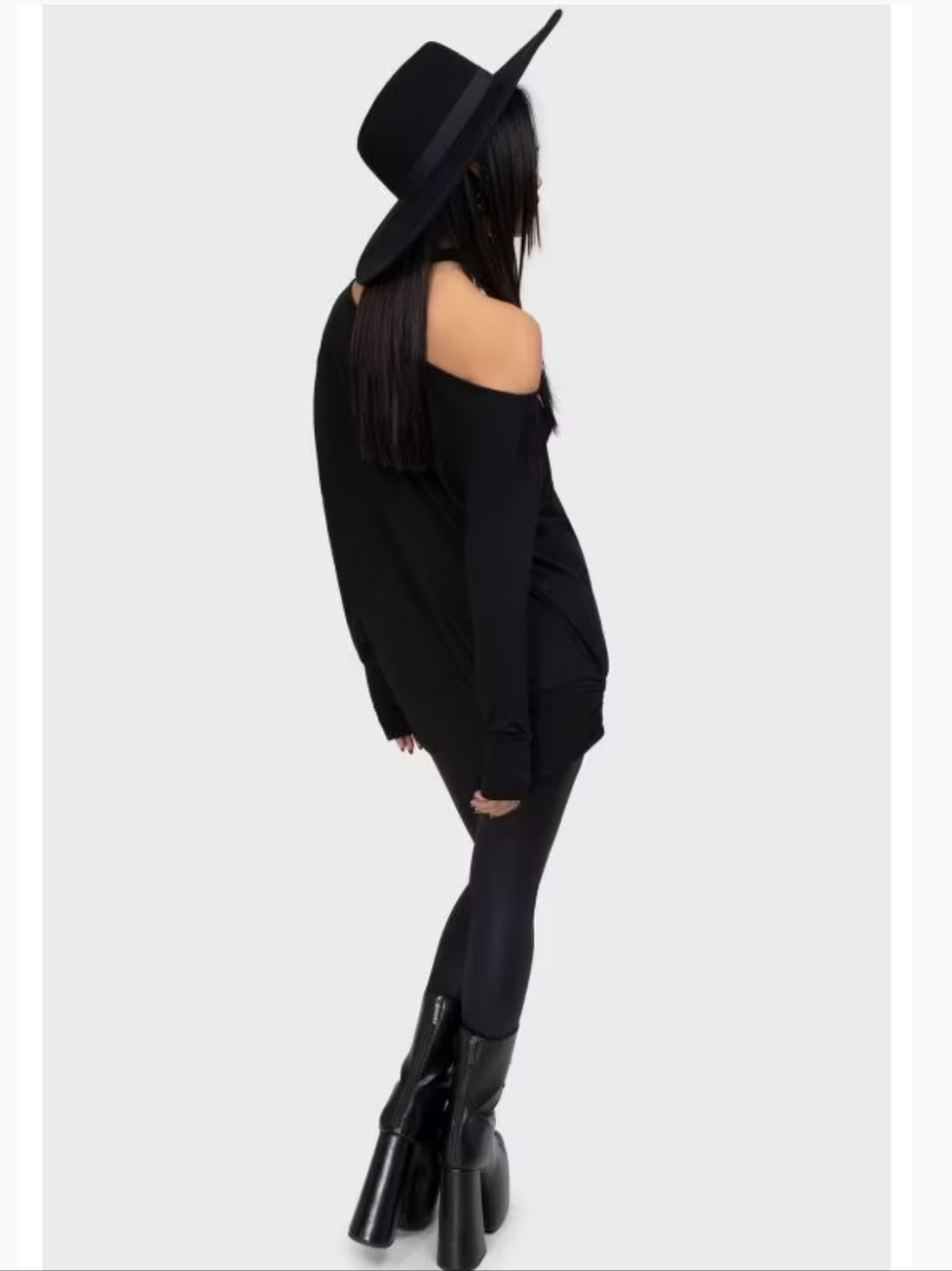 Killstar Black Off-Shoulder Ankh Long Sleeve Top - Picture 4 of 6